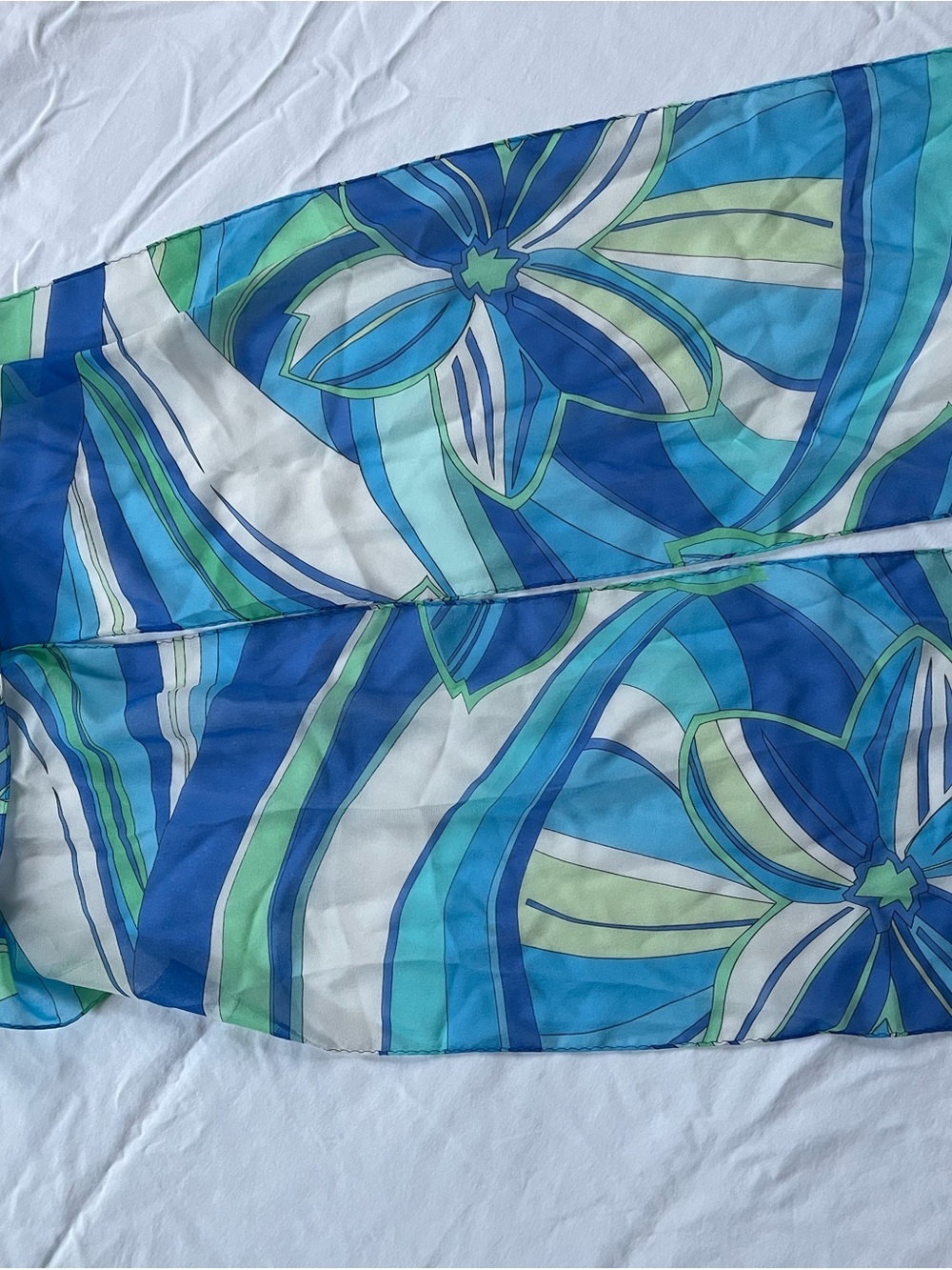 Turquoise and Green Silk flower Scarf by New York and Company